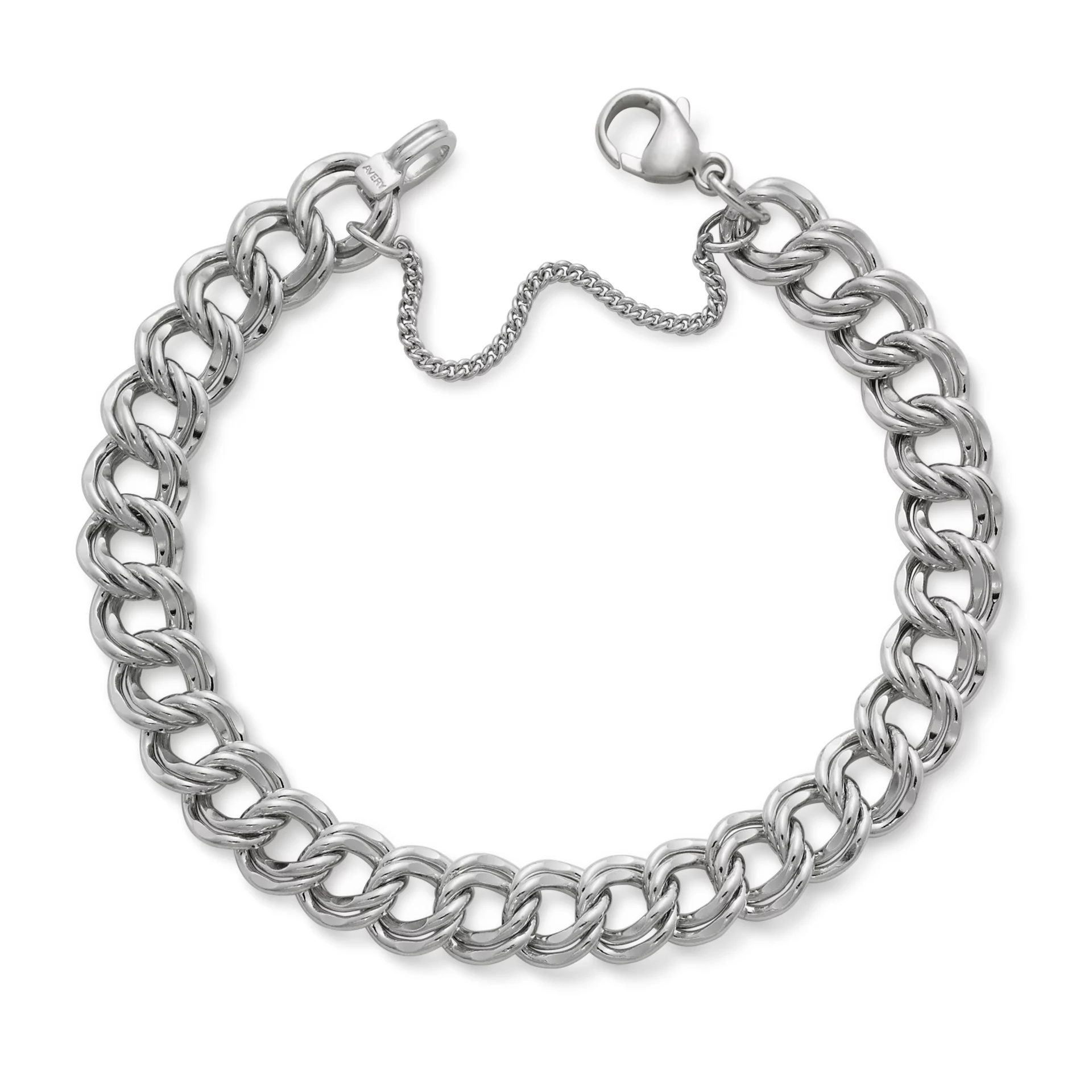 Heavy Double Curb Charm Bracelet