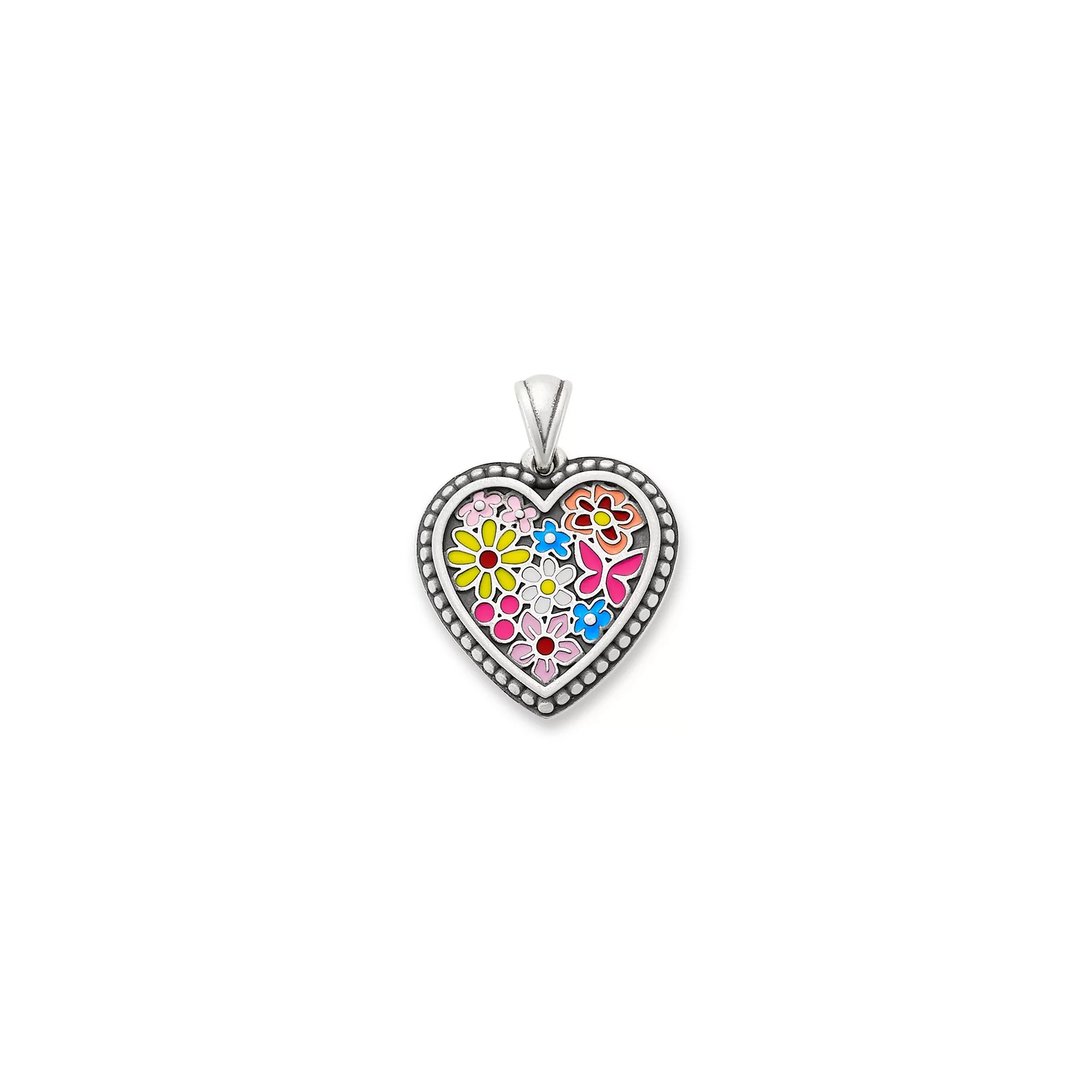Enamel Floral Heart Pendant