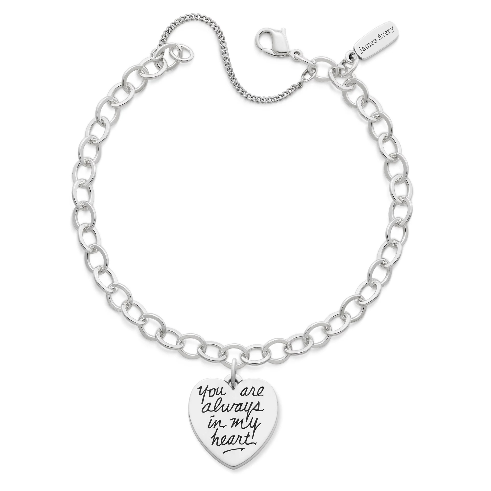 You Are Always in My Heart Charm on Forged Link Charm Bracelet