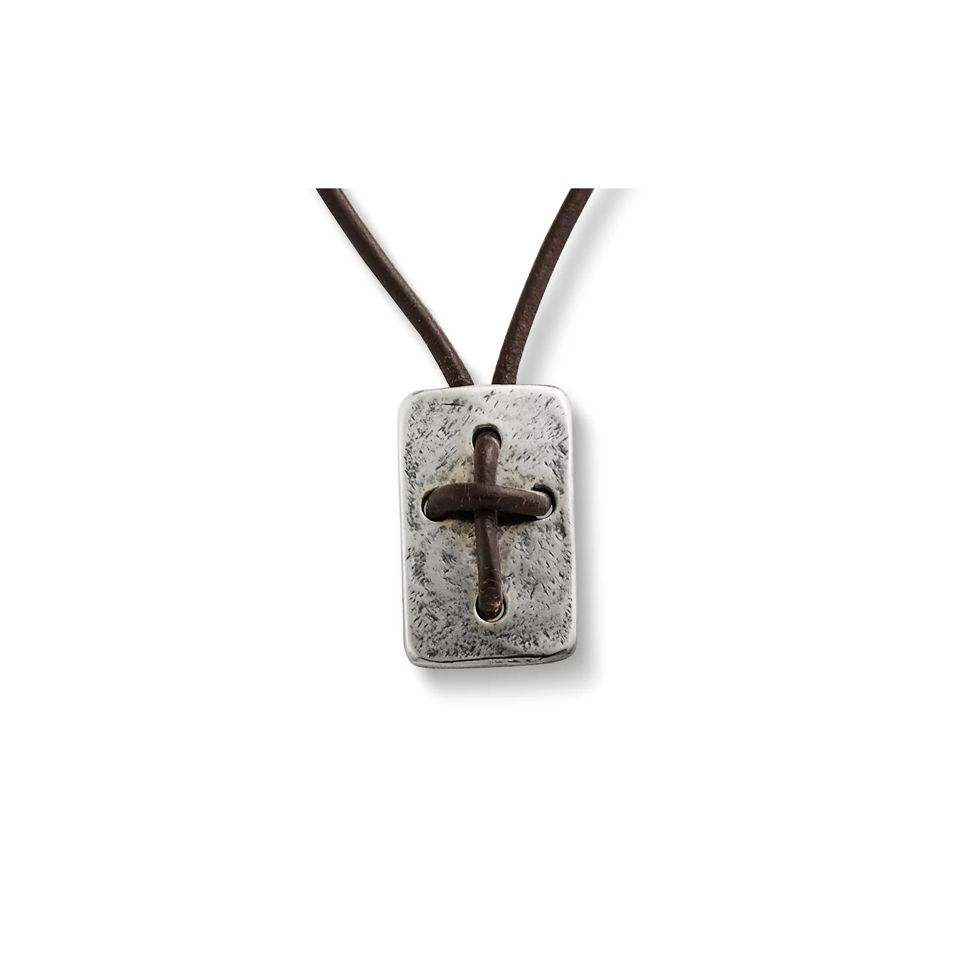 Leather Cross Shield Necklace