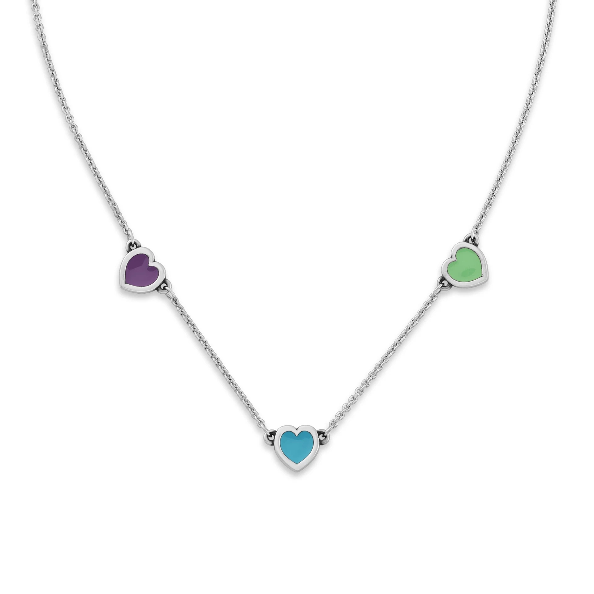 Enamel Connected Hearts Necklace